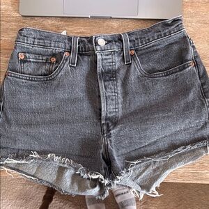 Levi’s Distressed Black Denim Shorts
